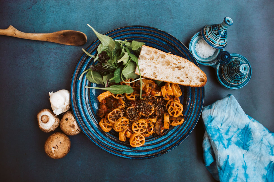 Pasta with Red sauce & Brundo Spice Company Bessobela (Ethiopian Sacred Basil)