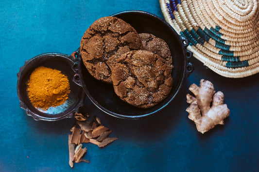 Gluten free teff spiced cookies with Berbere Chili, Ird (turmeric), and ginger